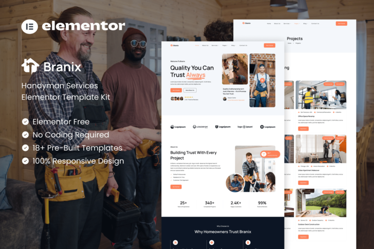 Branix - Handyman Services Elementor Template Kit