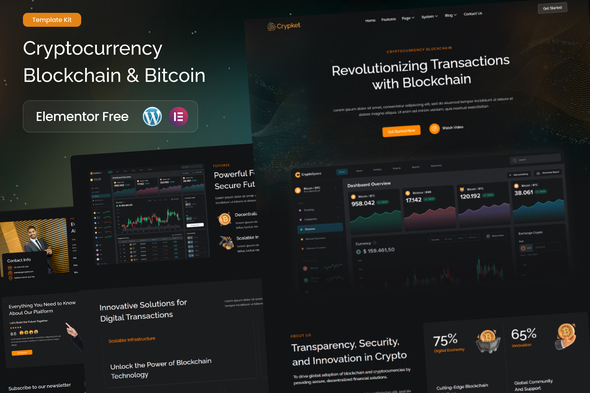 Crypket - Cryptocurrency Blockchain & Bitcoin Elementor Template Kit