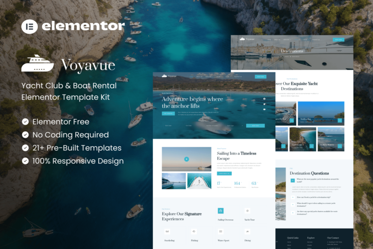 Voyavue - Yacht Club & Boat Rental Elementor Template Kit